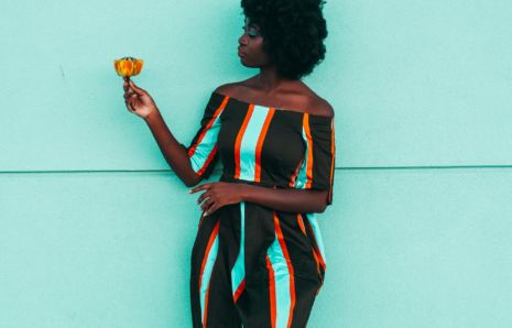 70’s Inspired Dark Green, Teal, and Orange Striped A-line Dress