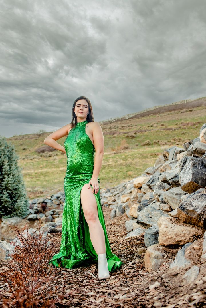 Green Sequin Dress with High Neck - Lucy L Photography LLC- Utah & Las  Vegas Photographer